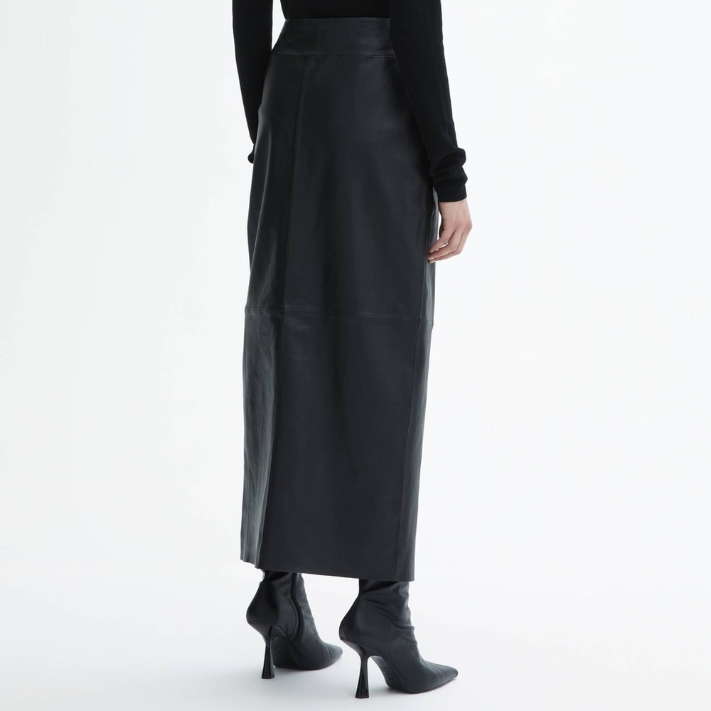 Dagmar Leather Skirt Button Detail Midi Skirt Sz Us 2 Eu 32 — image 2 of 8